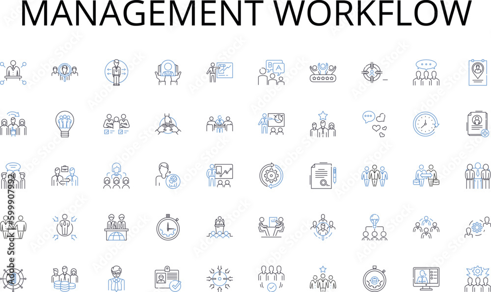 Management workflow line icons collection. Traffic, Transportation ...
