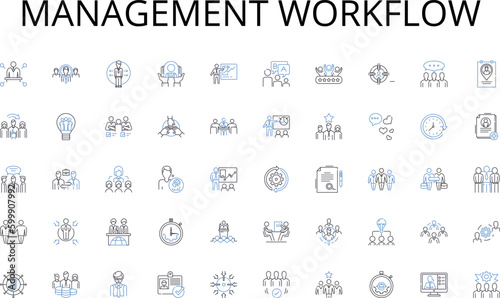 Management workflow line icons collection. Traffic  Transportation  Subway  Train  Carpool  Bus  Bike vector and linear illustration. Walk Commuter Rush-hour outline signs set