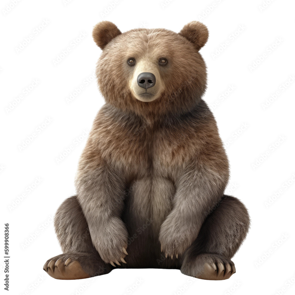 Fototapeta premium Cute bear. Transparent isolated background. AI generated