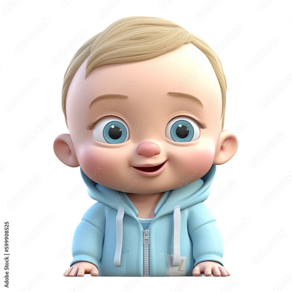 Cute cartoon style baby boy kid. Transparent isolated background. AI generated Cute cartoon style baby boy kid. Transparent isolated background. AI generated