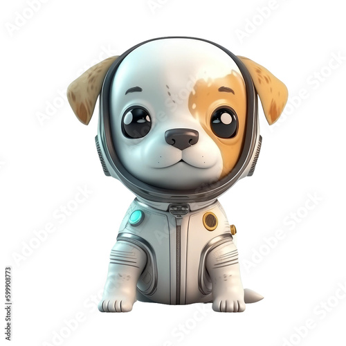 Cute dog astrounaut. Transparent isolated background. AI generated