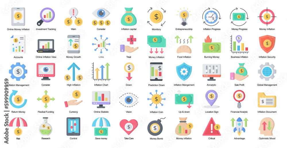 Inflation Flat Iconset Economy Money Currency Color Icon Bundle Inflation Flat Iconset Economy Money Currency Color Icon Bundle