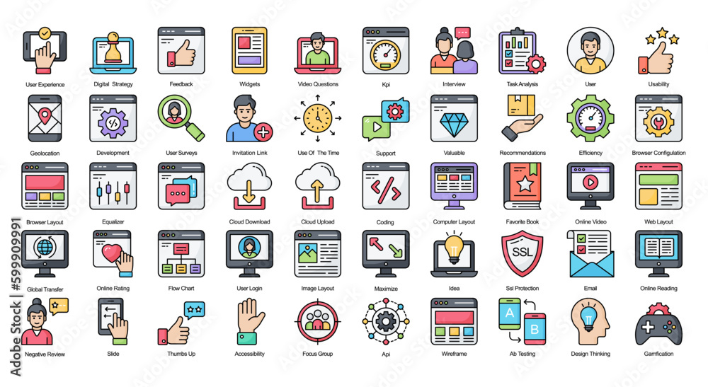 User Experience Color Line Iconset Design Thinking Filled Outline Icon Bundle User Experience Color Line Iconset Design Thinking Filled Outline Icon Bundle