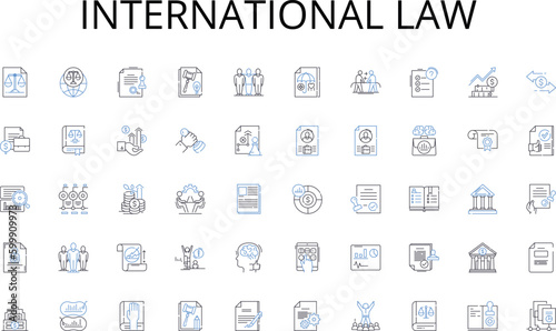 International law line icons collection. Medical, Health, Treatment, Checkup, Diagnosis, Therapy, Exam vector and linear illustration. Appointment,Nurse,Doctor outline signs set