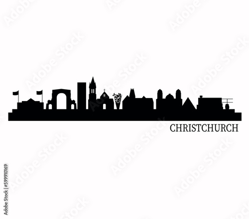 Christchurch city  skyline silhouette