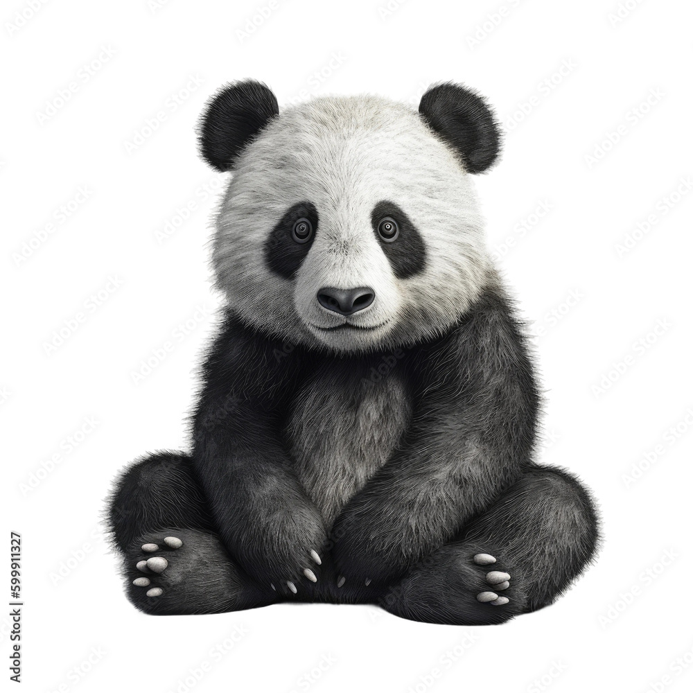 Fototapeta premium Cute baby panda bear. Transparent isolated background. AI generated