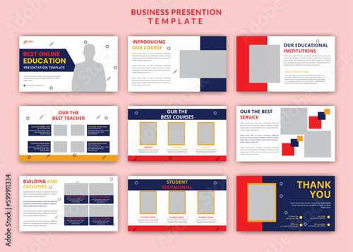 Obraz na płótnie Online courses education editable powerpoint presentation slide templates w salonie
