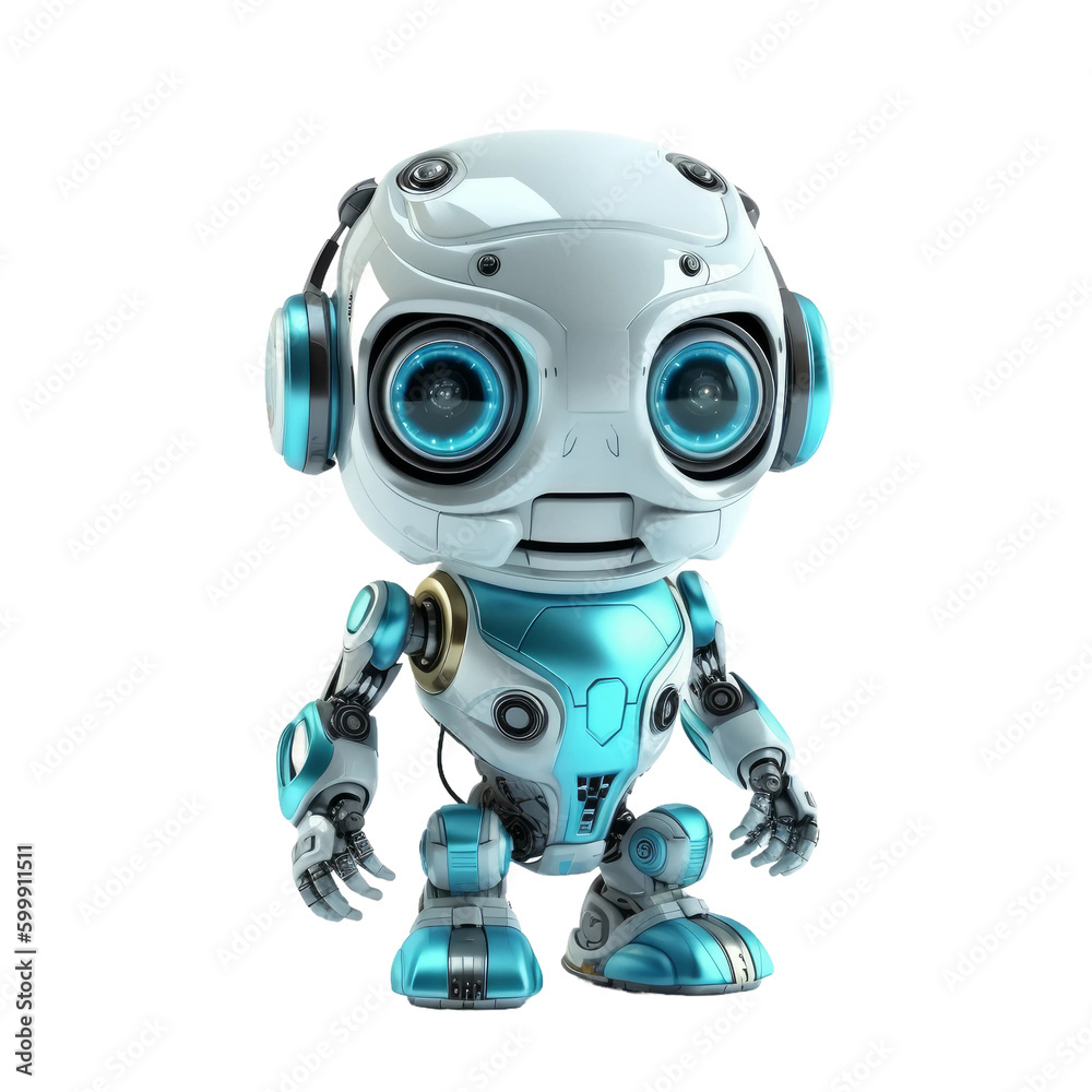 Cute robot kids. Transparent isolated background. AI generated Cute robot kids. Transparent isolated background. AI generated