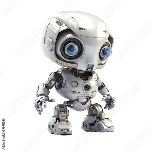 Cute robot kids. Transparent isolated background. AI generated