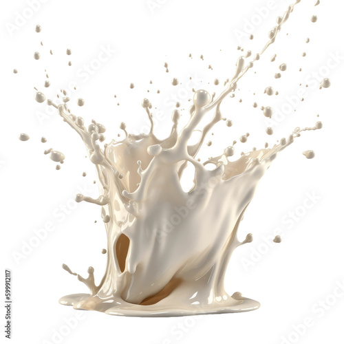 Abstract Milk splashes. Transparent isolated background. AI generated