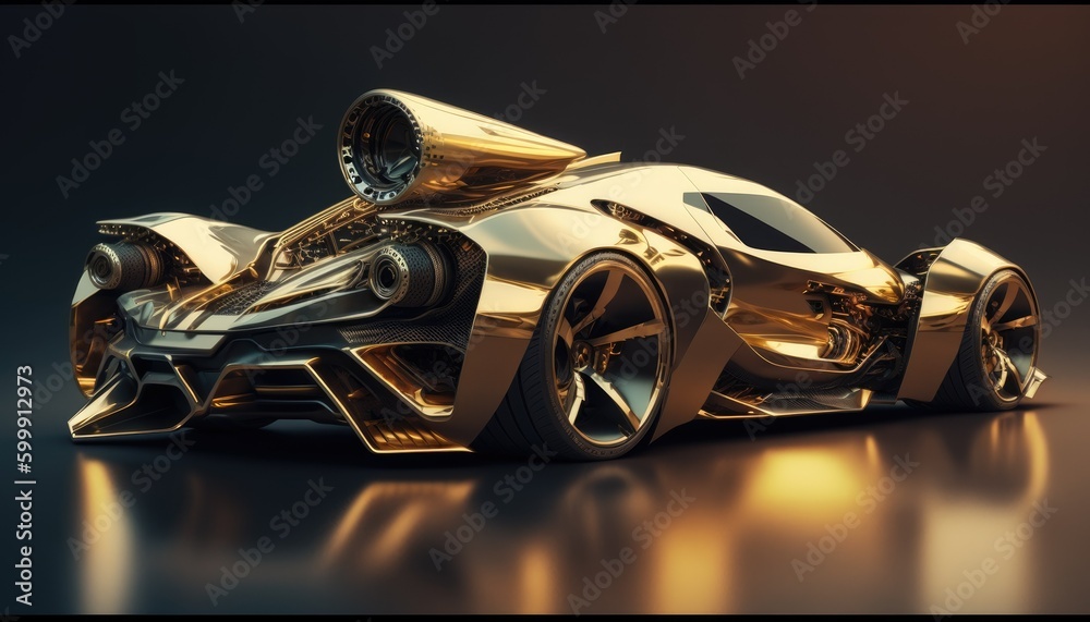 Golden Futuristic Car Generative AI