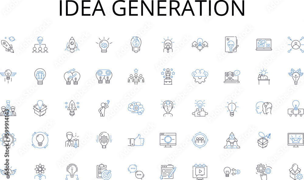 Fototapeta Idea generation line icons collection. Conservation, Sustainability, Protection, Restoration, Environmentalism, Heritage, Landscaping vector and linear illustration. Cultivation,Ecosystems