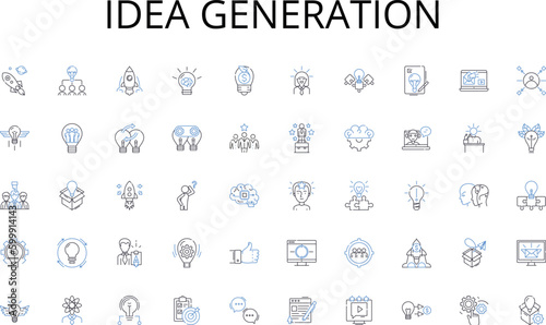 Idea generation line icons collection. Conservation, Sustainability, Protection, Restoration, Environmentalism, Heritage, Landscaping vector and linear illustration. Cultivation,Ecosystems