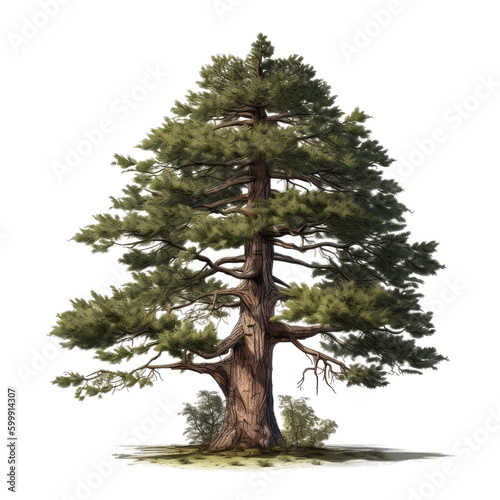 Pine tree. Transparent isolated background. AI generated