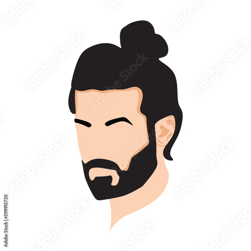 vector face and barber face logo and man's salon logo vector and face men portrait  colorful  and A man with beard and a black haircut