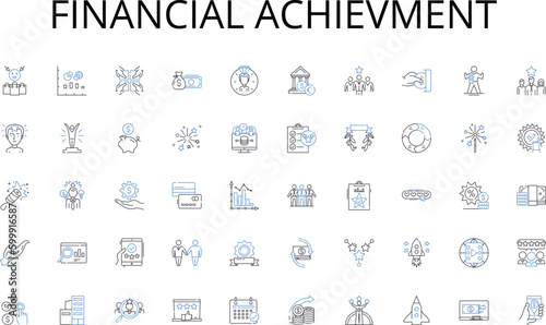 Financial achievment line icons collection. Firewall, Encryption, Malware, Phishing, Cybercrime, Hacker, Passwords vector and linear illustration. Threats,Vulnerabilities,Hacktivism outline signs set