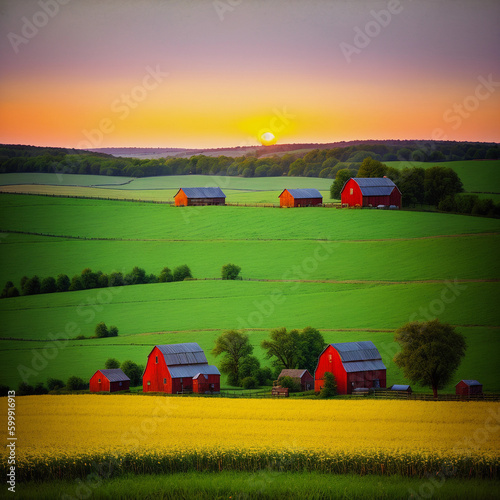 sunset in the countryside