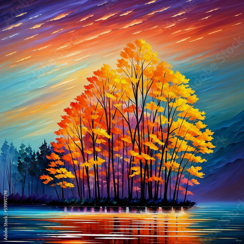 sunset with trees