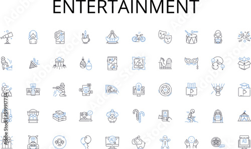 Entertainment line icons collection. Optimization, Productivity, Streamlining, Speed, Organization, Effectiveness, Resourcefulness vector and linear illustration. Automation,Simplification,Scheduling