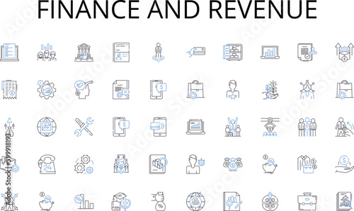 Finance and revenue line icons collection. Sustainability, Aesthetics, Functionality, Innovation, Engineering, Concept, Adaptability vector and linear illustration. Materials,Proportion,Structure