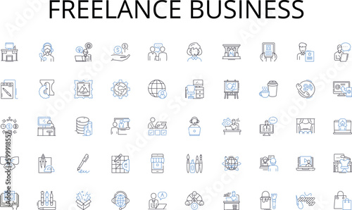 Freelance business line icons collection. Academia, Scholarship, Education, Advanced, Learning, Intellect, Progress vector and linear illustration. Curriculum,Wisdom,Knowledge outline signs set