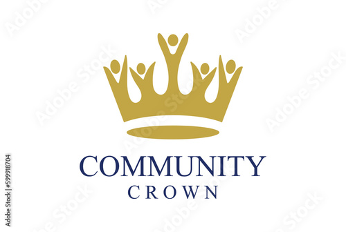 Golden Human Crown for Unity Diversity Community Charity Foundation Logo Design