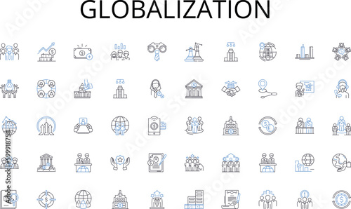 Globalization line icons collection. Oil, Transmission, Fluids, Brakes, Battery, Filter, Tire vector and linear illustration. Alignment,Engine,Coolant outline signs set