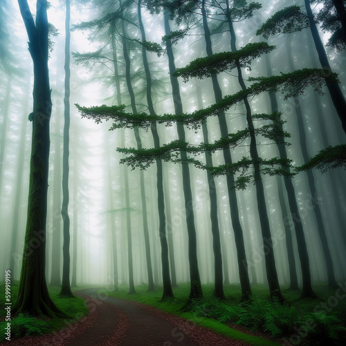 misty morning in the forest