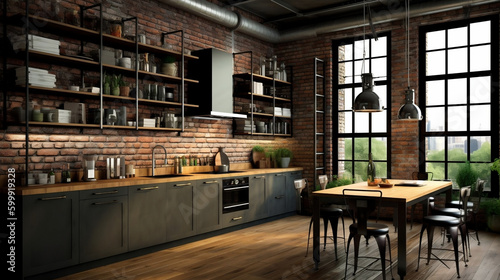 An industrial-style kitchen