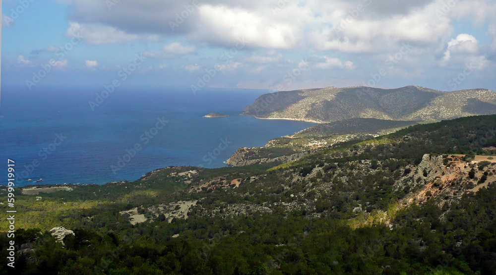 Panoramic of the coast of the island of Rhodes, Greece