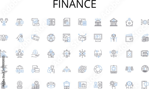 Finance line icons collection. Learning, Growth, Instruction, Teaching, Development, Enlightenment, Knowledge vector and linear illustration. Mastery,Understanding,Training outline signs set
