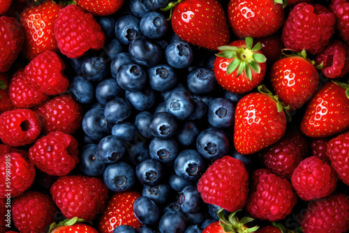 colorful assortment of freshly picked organic berries  Generative AI