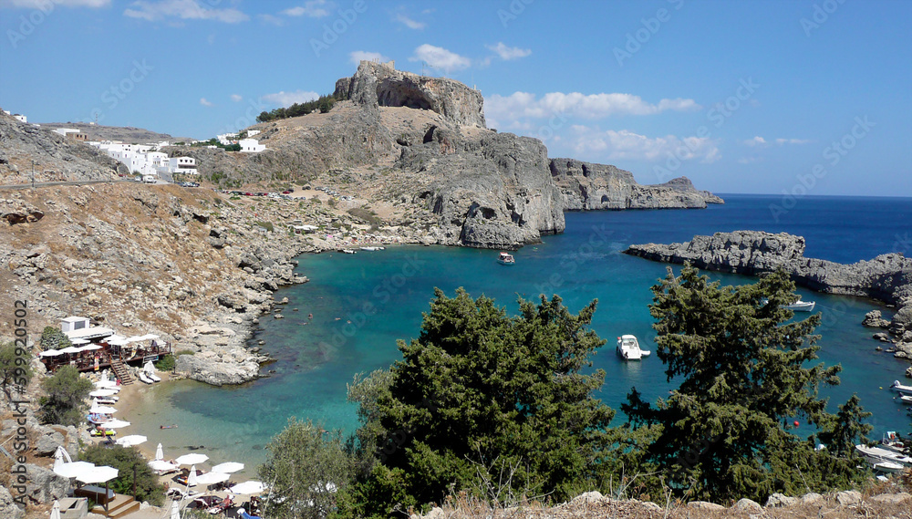 View of St. Paul's Bay, Rhodes, Greece