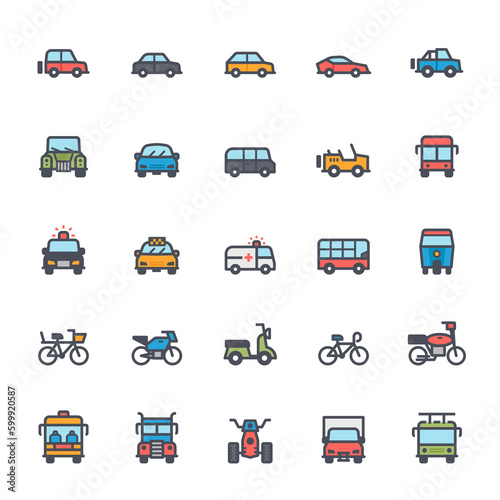Icon set – vehicle and transport full color