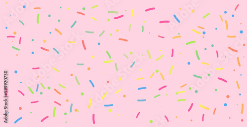 Colorful donut or cake glaze seamless pattern with sprinkle topping. Vector