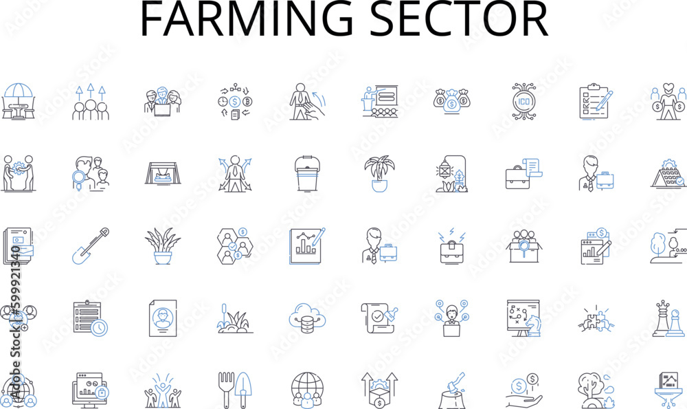 Farming sector line icons collection. Connection, Dialogue, Interaction, Collaboration, Exchange, Expression, Integration vector and linear illustration. Understanding,Unity,Diversity outline signs Farming sector line icons collection. Connection, Dialogue, Interaction, Collaboration, Exchange, Expression, Integration vector and linear illustration. Understanding,Unity,Diversity outline signs