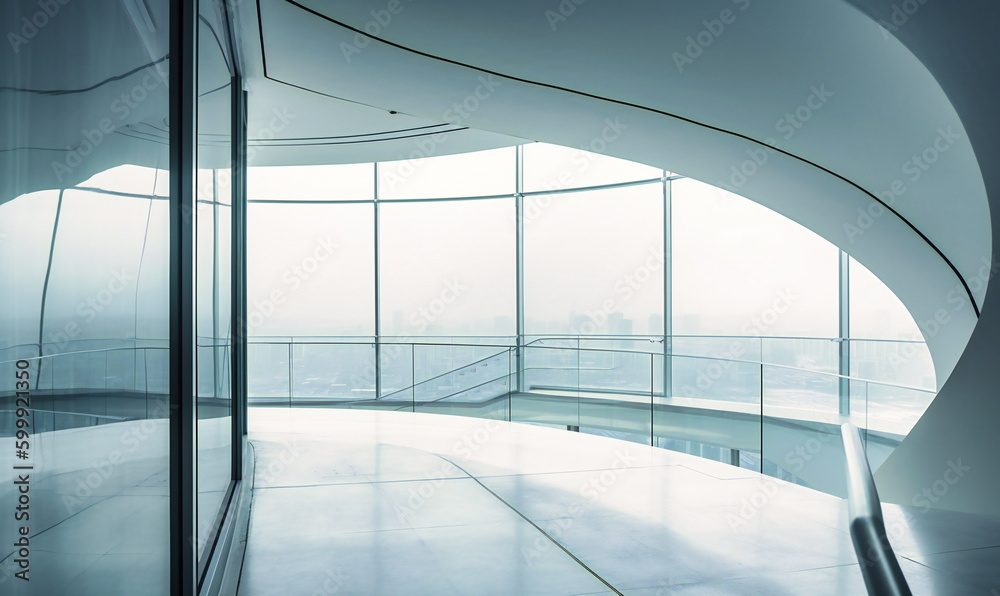 top of a modern white building with a walkway and windows top of a modern white building with a walkway and windows