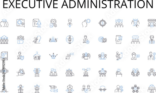 Executive administration line icons collection. Conclave, Boardroom, Summit, Symposium, Conference, Retreat, Council vector and linear illustration. Seminar,Colloquium,Assembly outline signs set