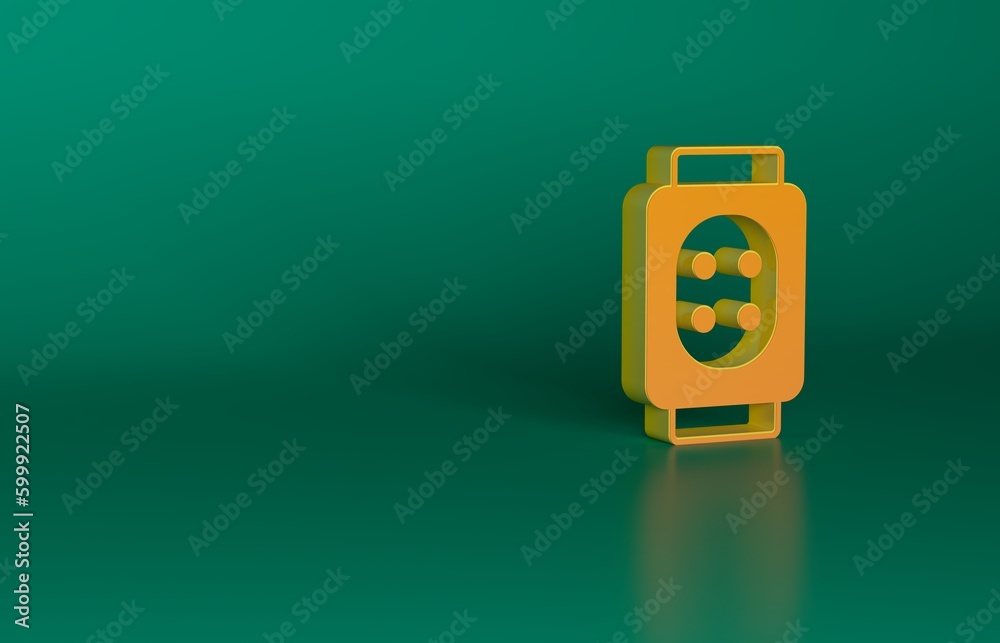 Orange Knee pads icon isolated on green background. Extreme sport. Skateboarding, bicycle, roller skating protective gear. Minimalism concept. 3D render illustration Orange Knee pads icon isolated on green background. Extreme sport. Skateboarding, bicycle, roller skating protective gear. Minimalism concept. 3D render illustration