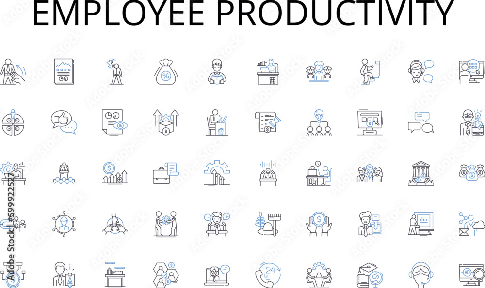 Employee productivity line icons collection. Flavorful, Nourishing, Homemade, Wholesome, Comforting, Fresh, Savory vector and linear illustration. Traditional,Hearty,Rustic outline signs set