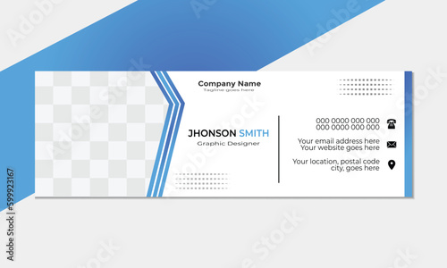blue color simple business email signature  design ,