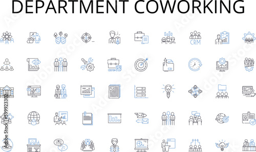 Fotografie, Tablou Department coworking line icons collection