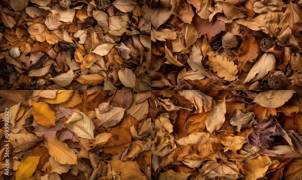  a pile of leaves that are laying on the ground in a pile.  generative ai
