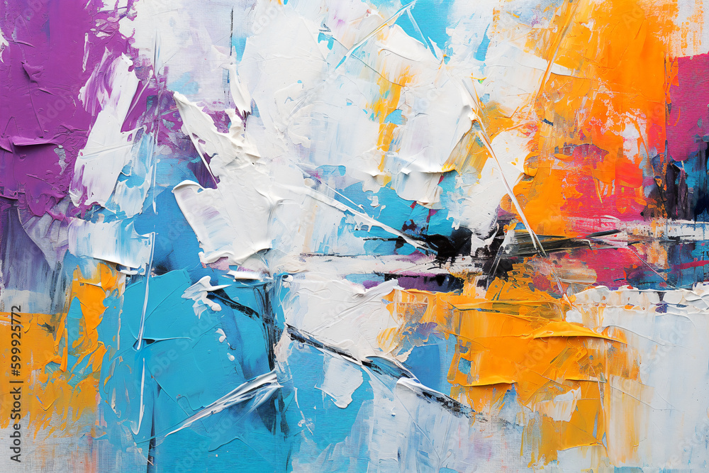 Abstract color colliding with paint splash textured wall. Generative AI. Abstract color colliding with paint splash textured wall. Generative AI.