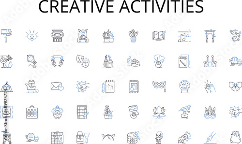 Creative activities line icons collection. Growth, Profit, Innovation, Adaptability, Efficiency, Productivity, Leadership vector and linear illustration. Culture,Performance,Competitiveness outline