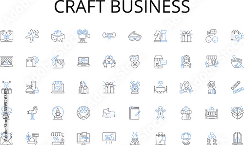 Craft business line icons collection. Architecture, Construction, Design, Foundation, Structure, Frame, Cement vector and linear illustration. Brick,Masonry,Steel outline signs set