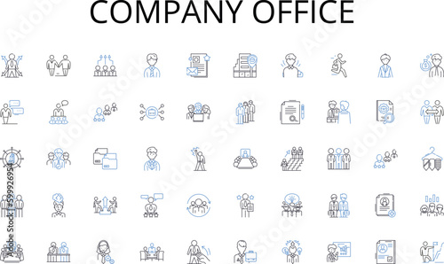 Company office line icons collection. Adventure, Thrill, Expedition, Trek, Safari, Odyssey, Quest vector and linear illustration. Exploration,Escapade,Outing outline signs set