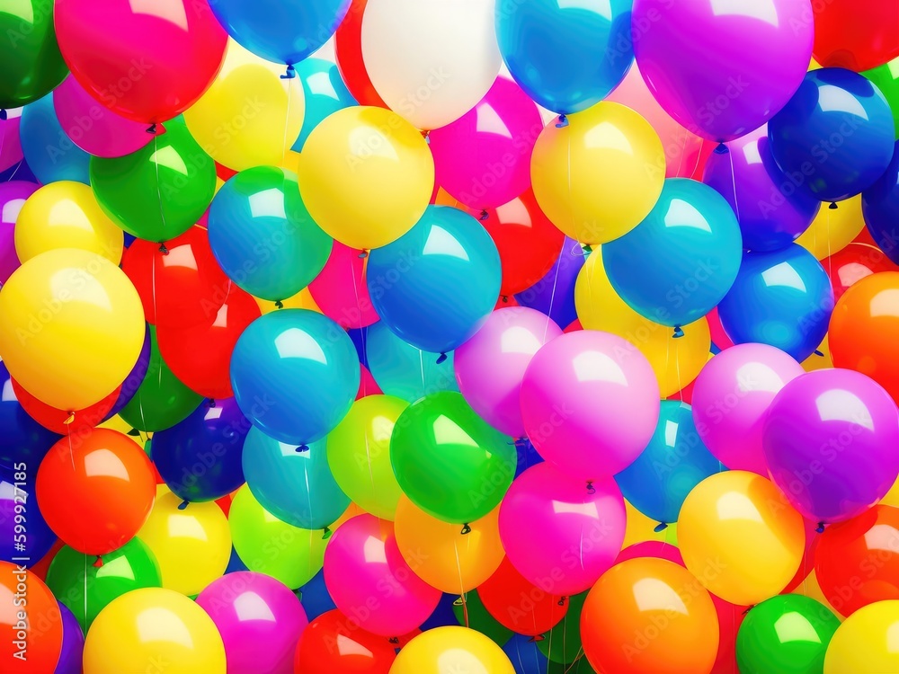 Multicolored balloons. Created by a stable diffusion neural network.