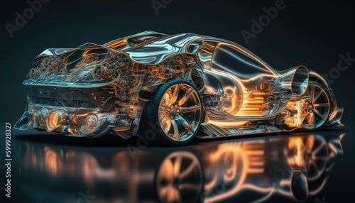 Transparent futuristic car Generative AI