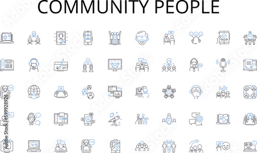 Community people line icons collection. Masculine, Confident, Resilient, Ambitious, Competitive, Athletic, Adventurous vector and linear illustration. Stoic,Honorable,Chivalrous outline signs set